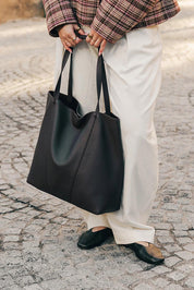 Product shot of the Colby Tote Bag - Black in colour Black, from the front