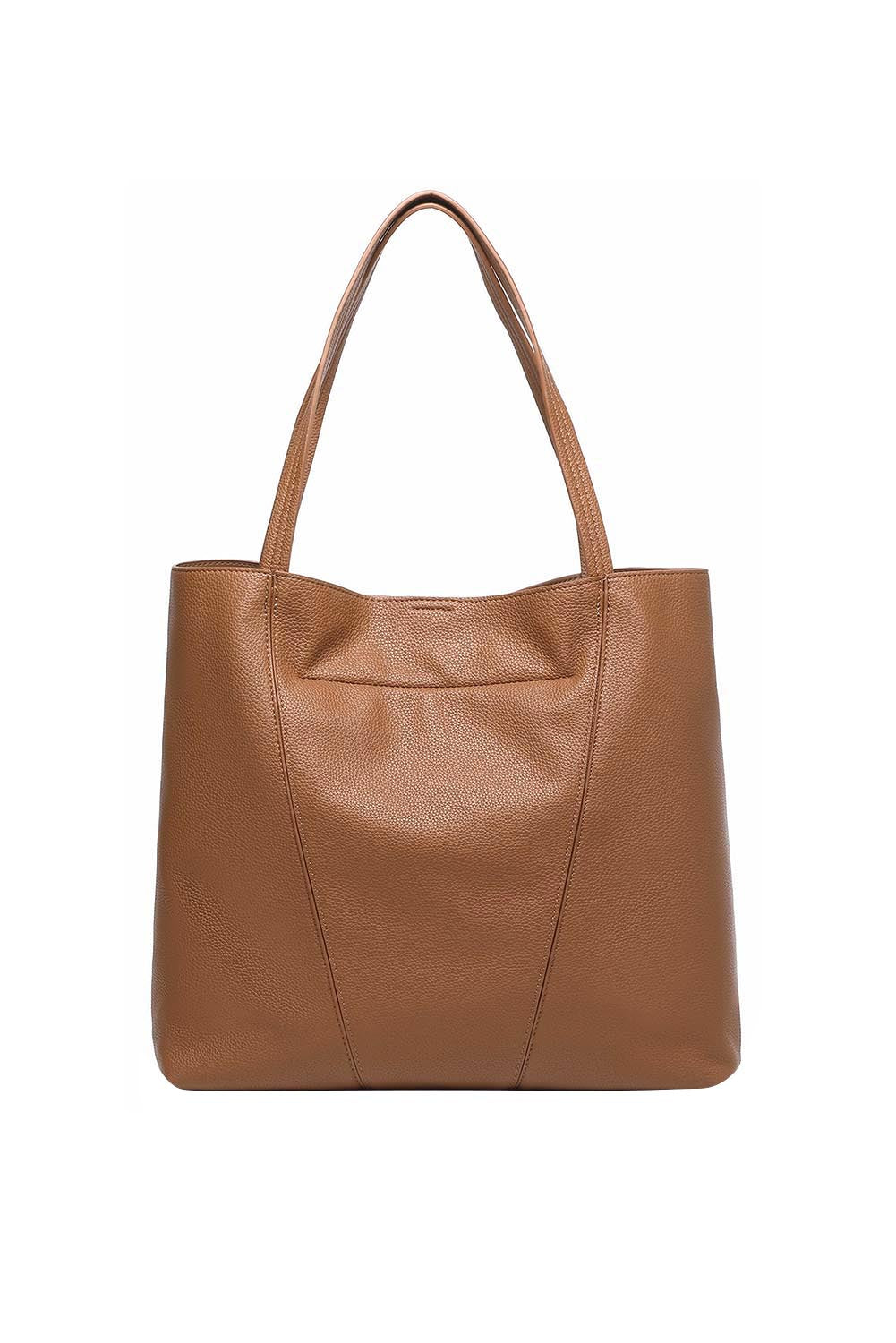 Product shot of the Colby Tote Bag - Tan in colour Tan, from the back