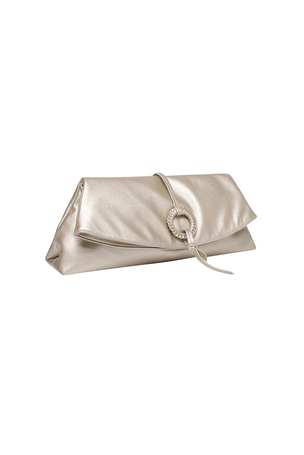 Product shot of the Asha Clutch - Champagnegold in colour Champagnegold, showing detail