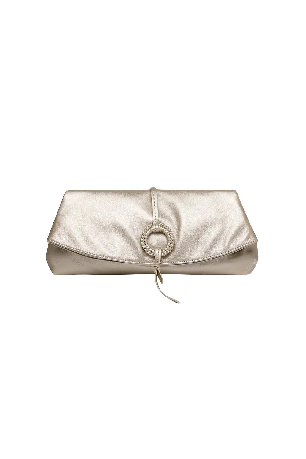 Product shot of the Asha Clutch - Champagnegold in colour Champagnegold, from the front