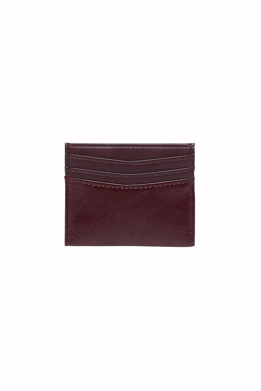 Product shot of the Ada Cardholder And Keyring in colour Burgundy (Red), from the back