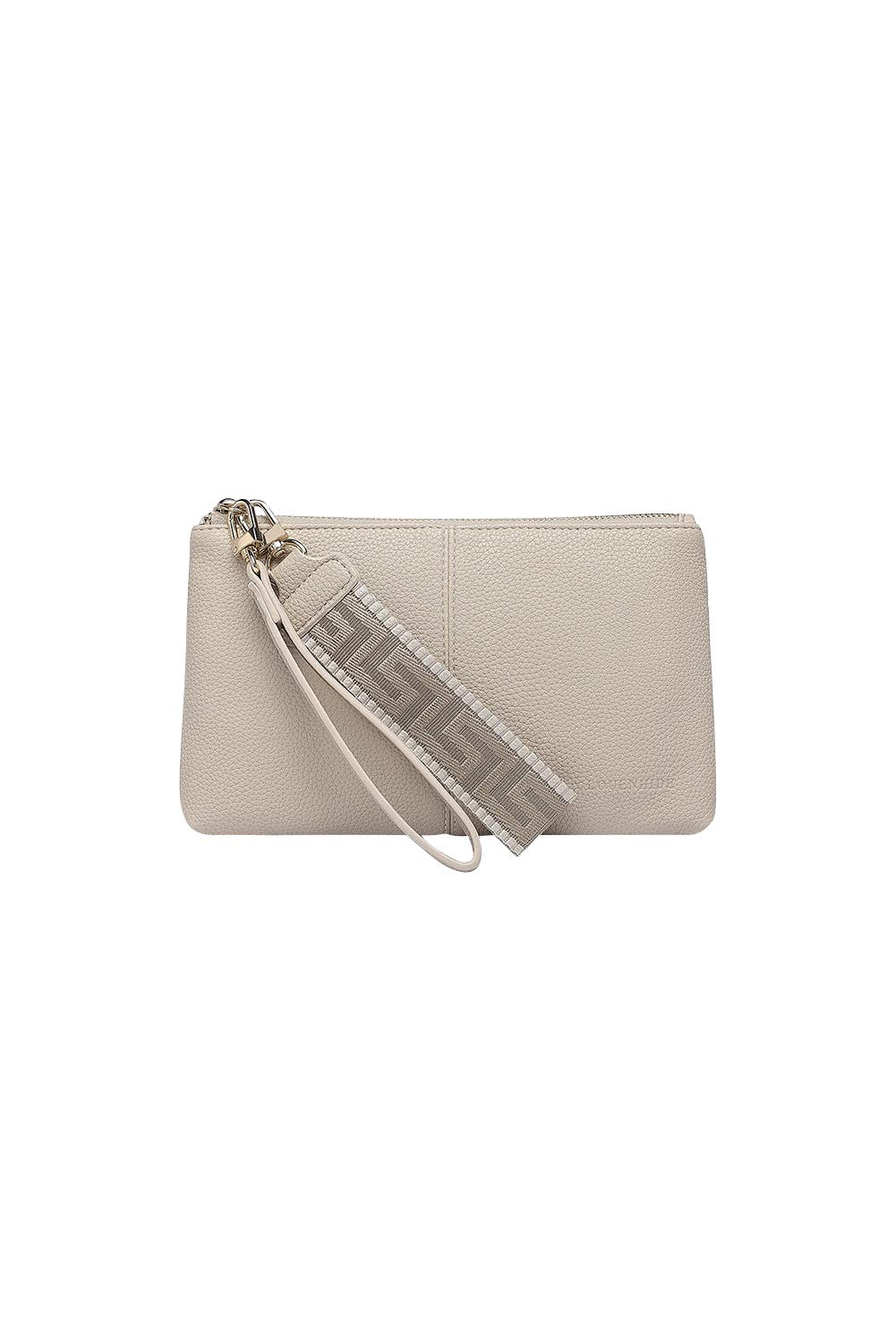Product shot of the Mimi Clutch - Biscotti in colour Biscotti, from the front