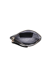 Product shot of the Mimi Clutch - Black in colour Black, showing detail