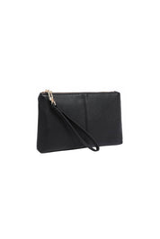 Product shot of the Mimi Clutch - Black in colour Black, showing detail