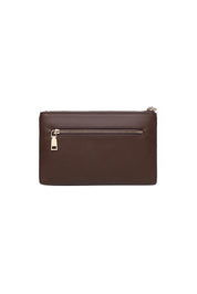 Product shot of the Mimi Clutch - Chocolate in colour Chocolate, from the back