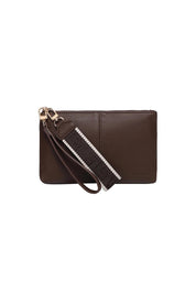 Product shot of the Mimi Clutch - Chocolate in colour Chocolate, from the front