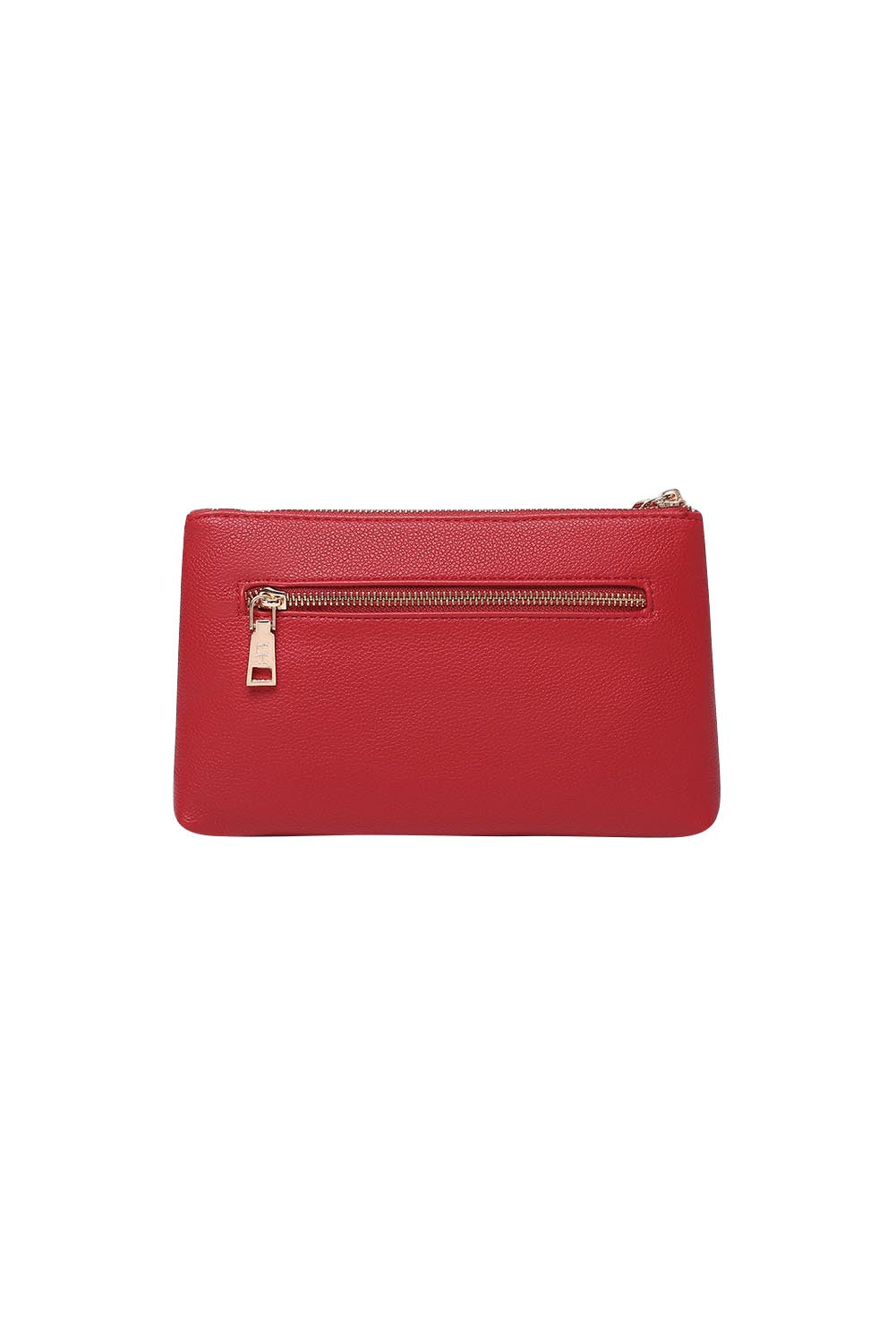 Product shot of the Mimi Clutch - Red in colour Red, from the back