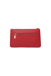 Product shot of the Mimi Clutch - Red in colour Red, from the back