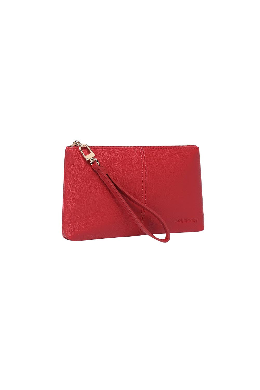 Product shot of the Mimi Clutch - Red in colour Red, from the back