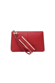 Product shot of the Mimi Clutch - Red in colour Red, from the front