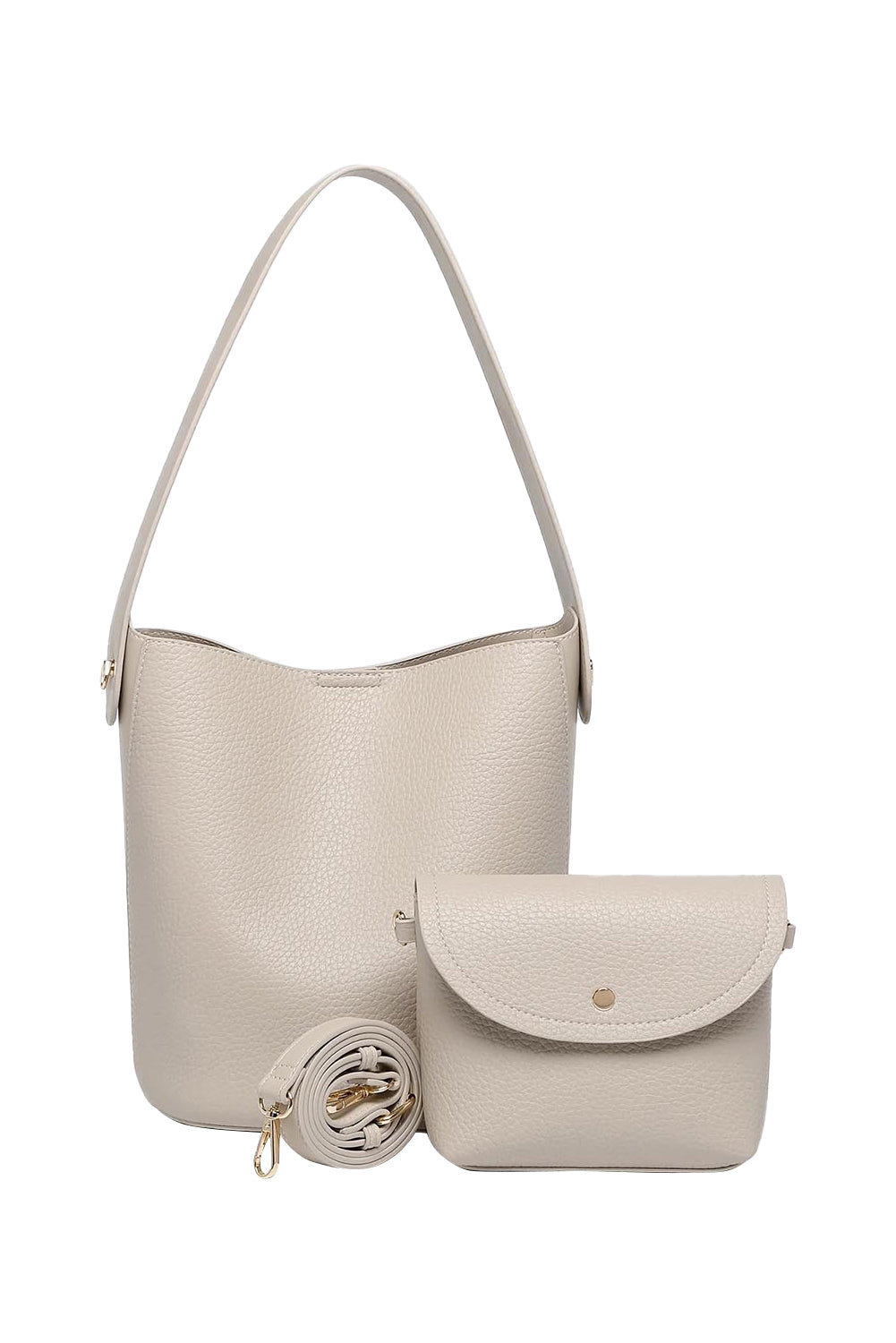 Product shot of the Miranda Bucket Bag in colour Almond, detail