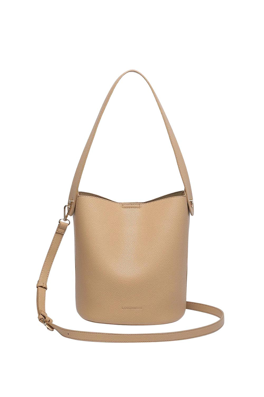 Product shot of the Miranda Bucket Bag - Camel in colour Camel, from the front