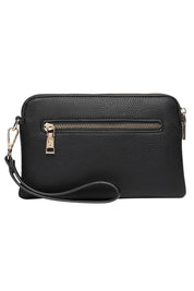 Product shot of the Poppy Clutch in colour Black (Black), from the back