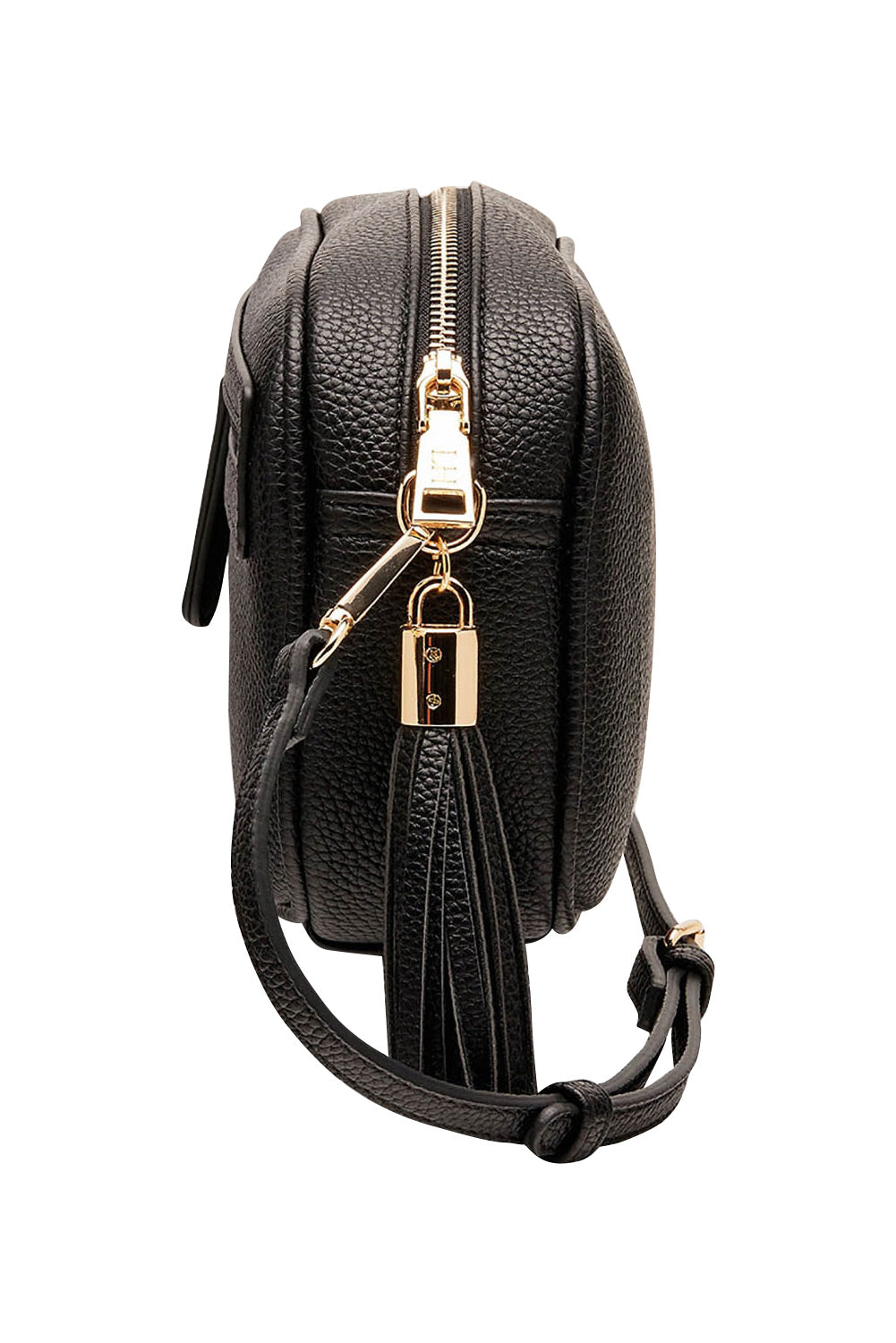 Product shot of the Jacinta Crossbody Bag in colour Blackwhite (Black), detail