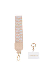 Product shot of the Iris Keyring With Phone Attachment in colour Duskypink (Pink), from the front