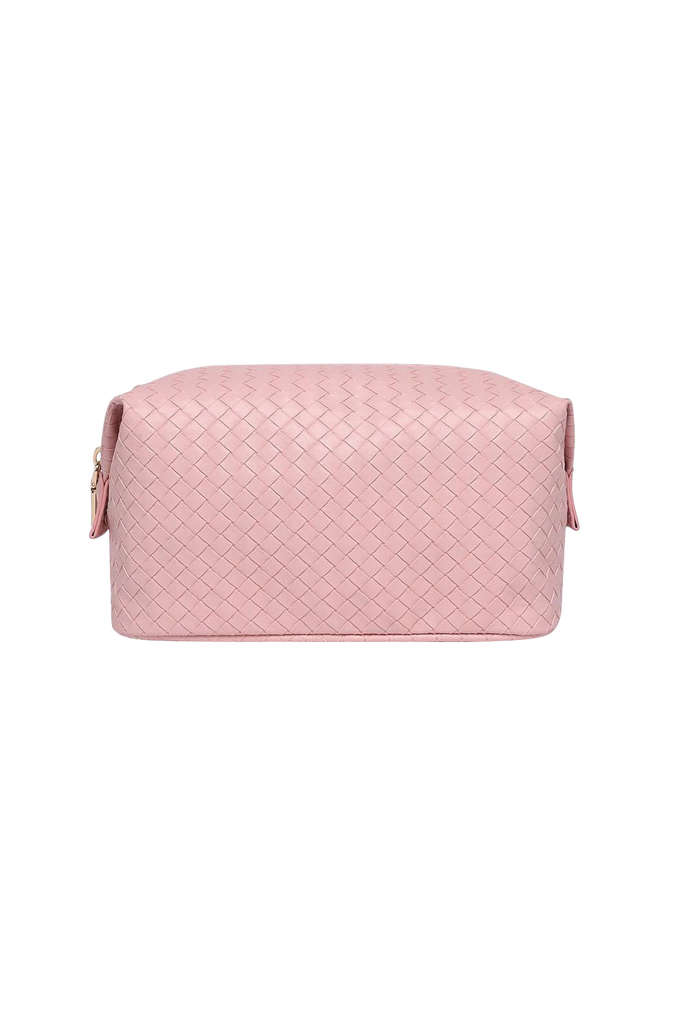 Product shot of the Lucinda Woven Toiletries Bag in colour Duskypink (Pink), from the back