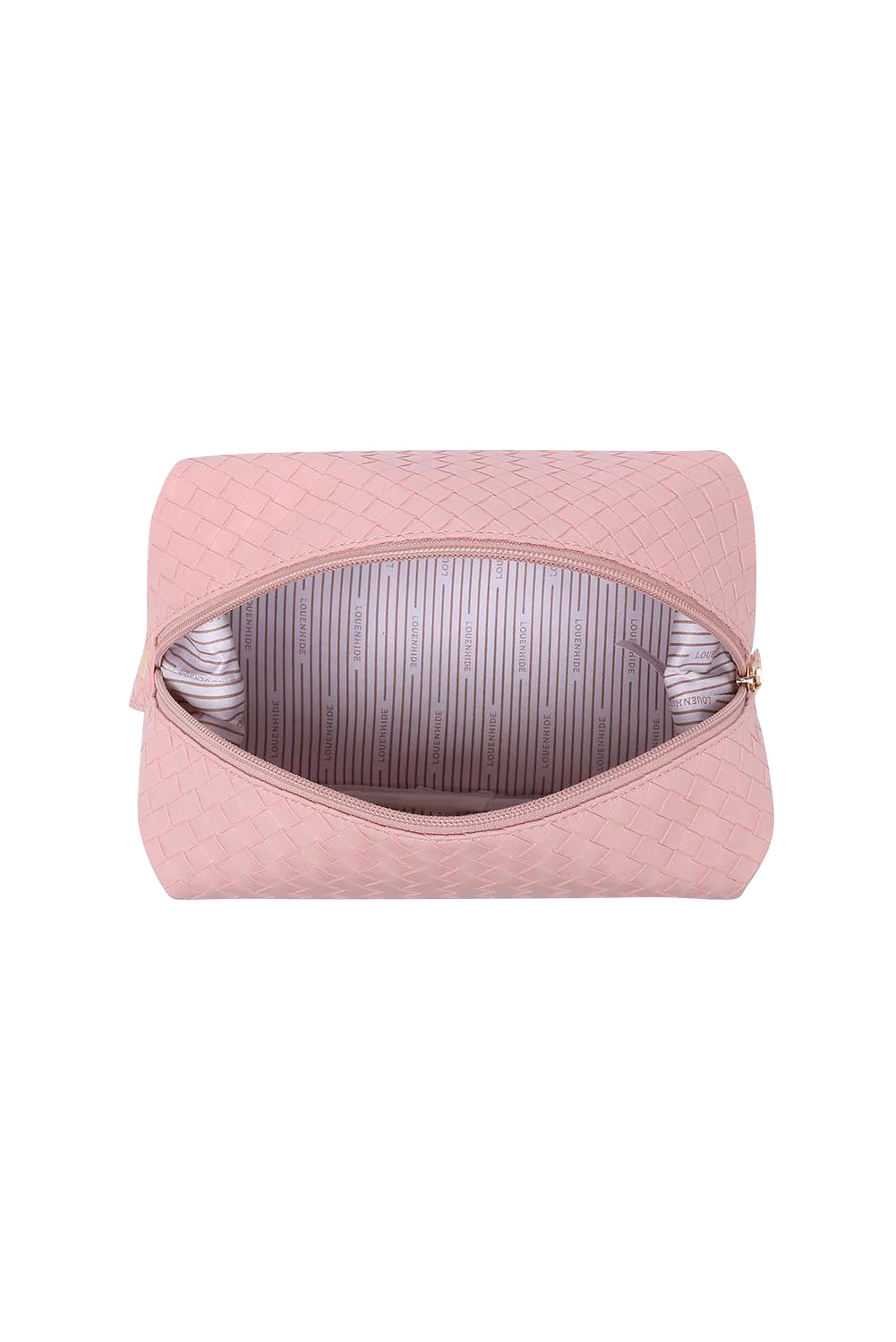 Product shot of the Lucinda Woven Toiletries Bag in colour Duskypink (Pink), detail