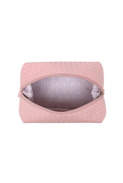 Product shot of the Lucinda Woven Toiletries Bag in colour Duskypink (Pink), detail