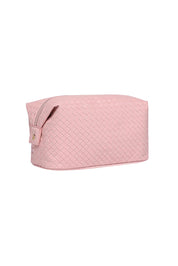 Product shot of the Lucinda Woven Toiletries Bag in colour Duskypink (Pink), detail