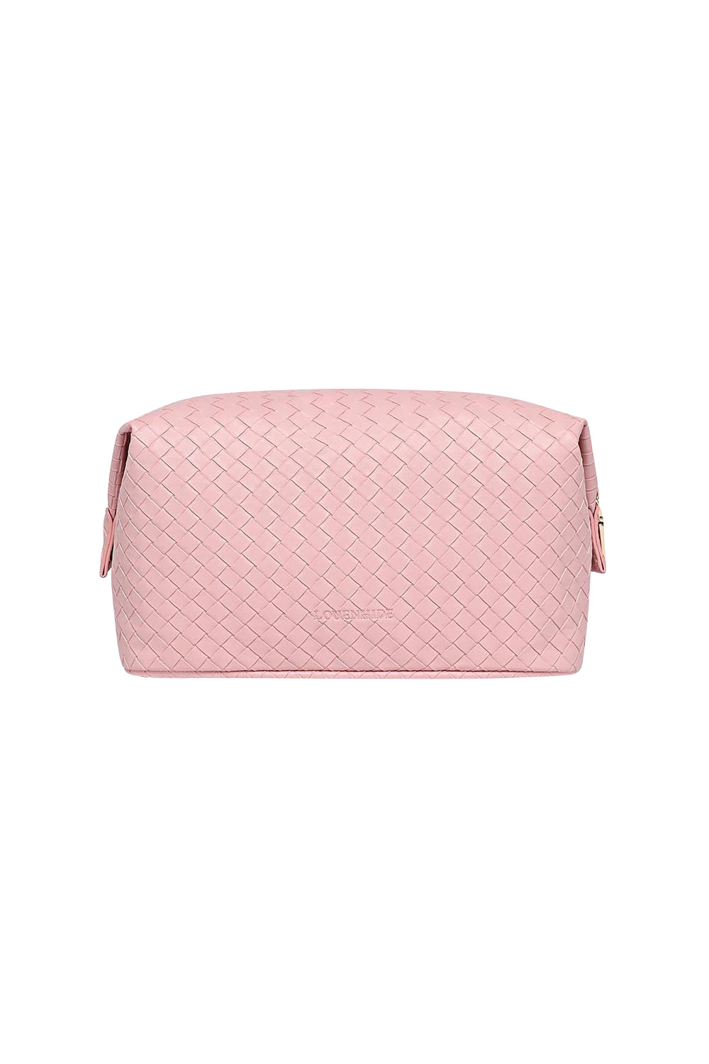 Product shot of the Lucinda Woven Toiletries Bag in colour Duskypink (Pink), from the front