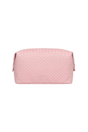 Product shot of the Lucinda Woven Toiletries Bag in colour Duskypink (Pink), from the front