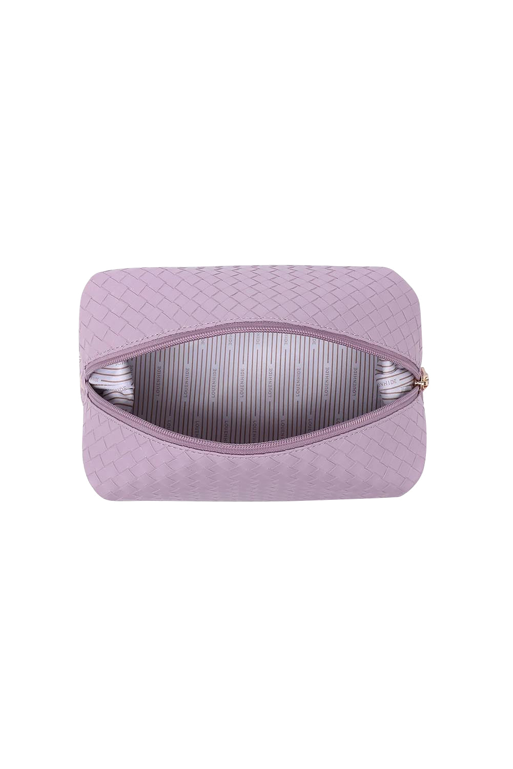 Product shot of the Lucinda Woven Toiletries Bag in colour Lilac (Purple), detail