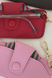 Product shot of the Skittles  Glasses Case - Greenpink in colour Greenpink, from the front