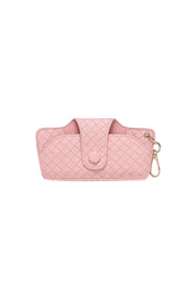 Product shot of the Woven Skittle Glasses Case in colour Duskypink (Pink), from the front