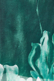 Product shot of the Silk Blend Printed Kaftan Top in colour Darkgreen (Green), detail