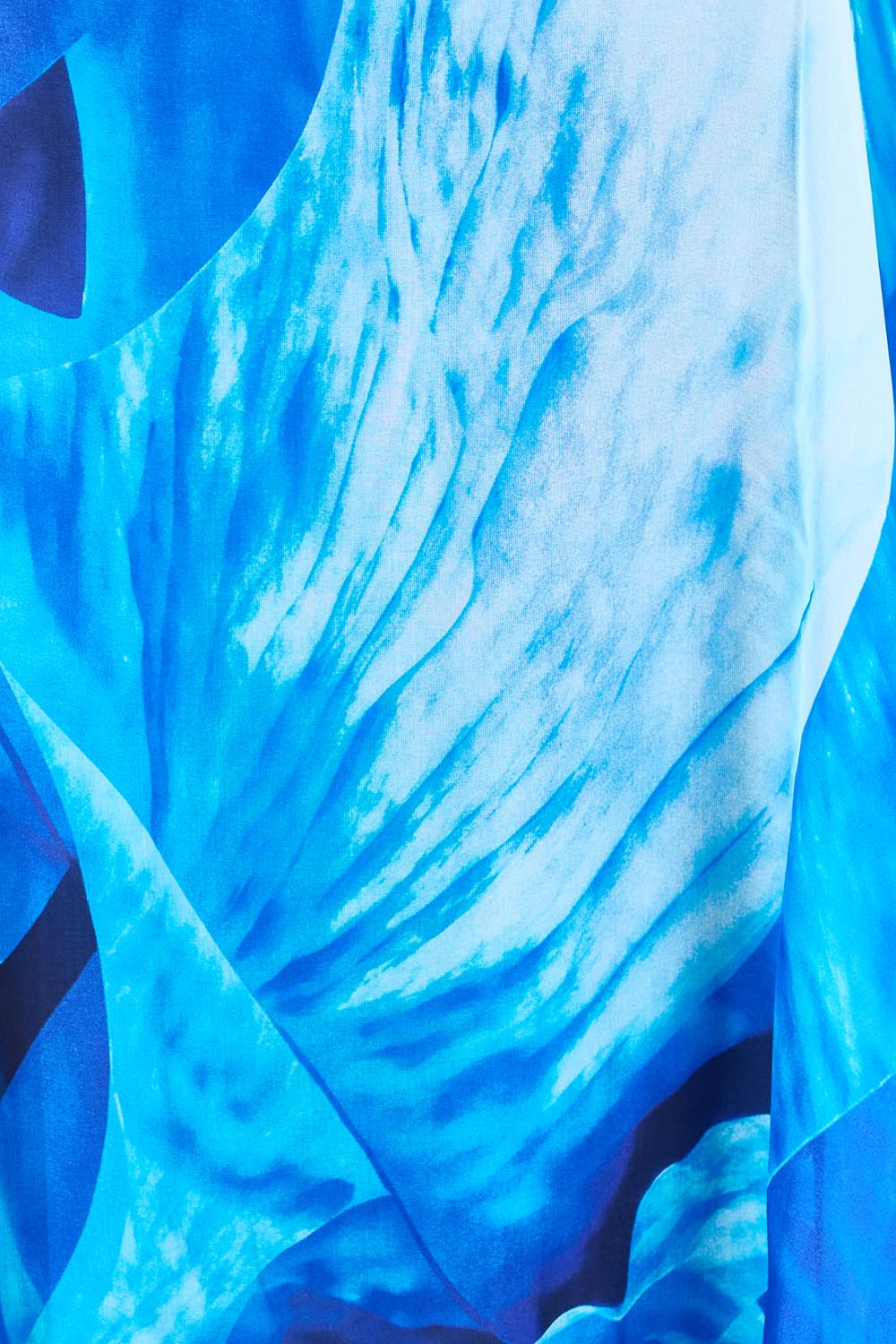 Product shot of the Silk Blend Printed Kaftan Top - Cobaltprint in colour Cobaltprint, showing detail