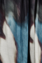Product shot of the Silk Blend Cape Dress in colour Nero (Blue), detail