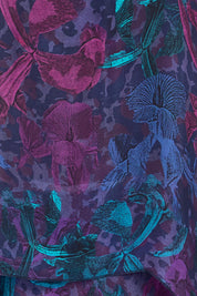 Product shot of the Silk Blend Multi Layers Dress - Navyfloral in colour Navyfloral, showing detail