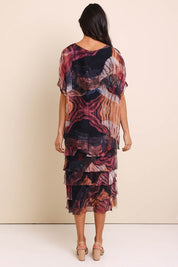 Silk Blend Multi Layers Dress - Blackfloral