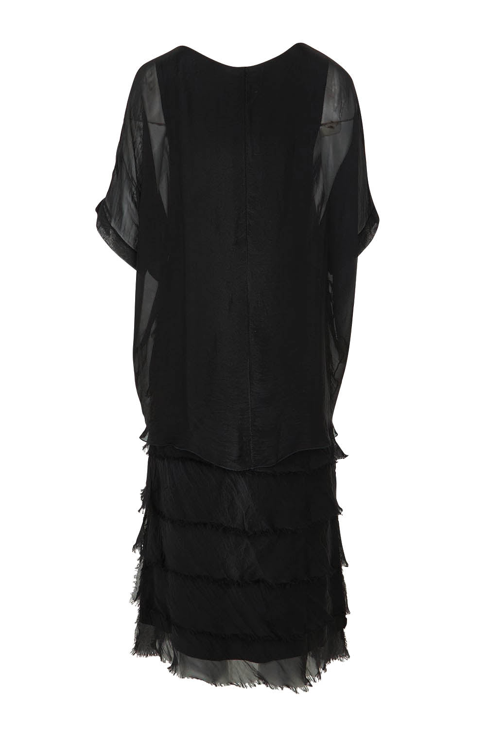 Product shot of the Silk Blend Multi Layers Dress in colour Black (Black), detail