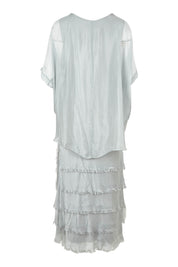 Product shot of the Silk Blend Multi Layers Dress in colour Grigio (Grey), from the back