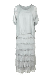 Product shot of the Silk Blend Multi Layers Dress in colour Grigio (Grey), from the front