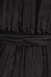 Product shot of the Long Sleeve Silk Dress in colour Black (Black), detail