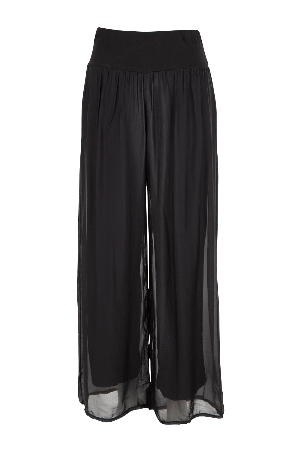 Product shot of the Silk Pant in colour Black (Black), from the front