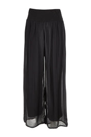 Product shot of the Silk Pant in colour Black (Black), from the front