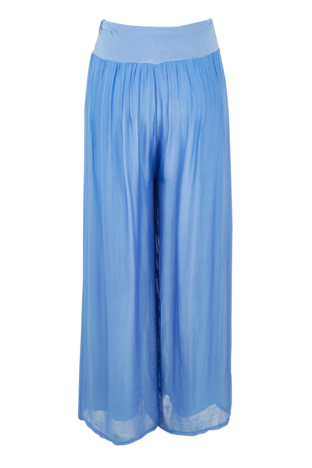Product shot of the Silk Pant in colour Blueturco (Blue), from the back