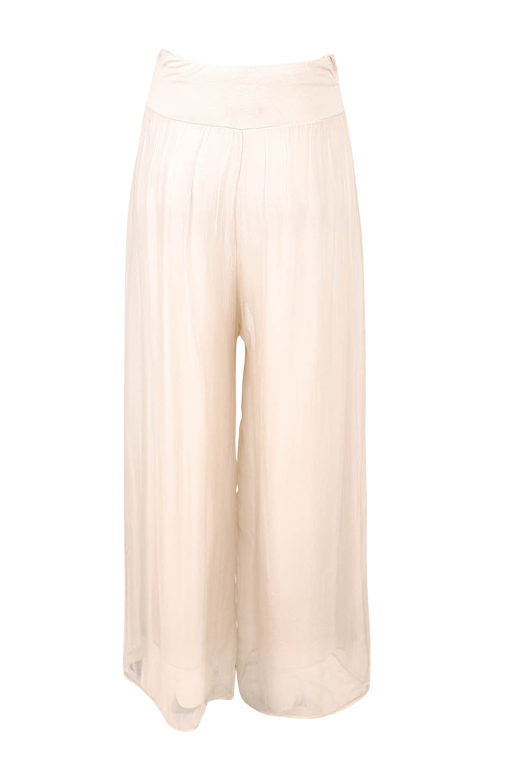 Product shot of the Silk Pant in colour Ivory, from the back
