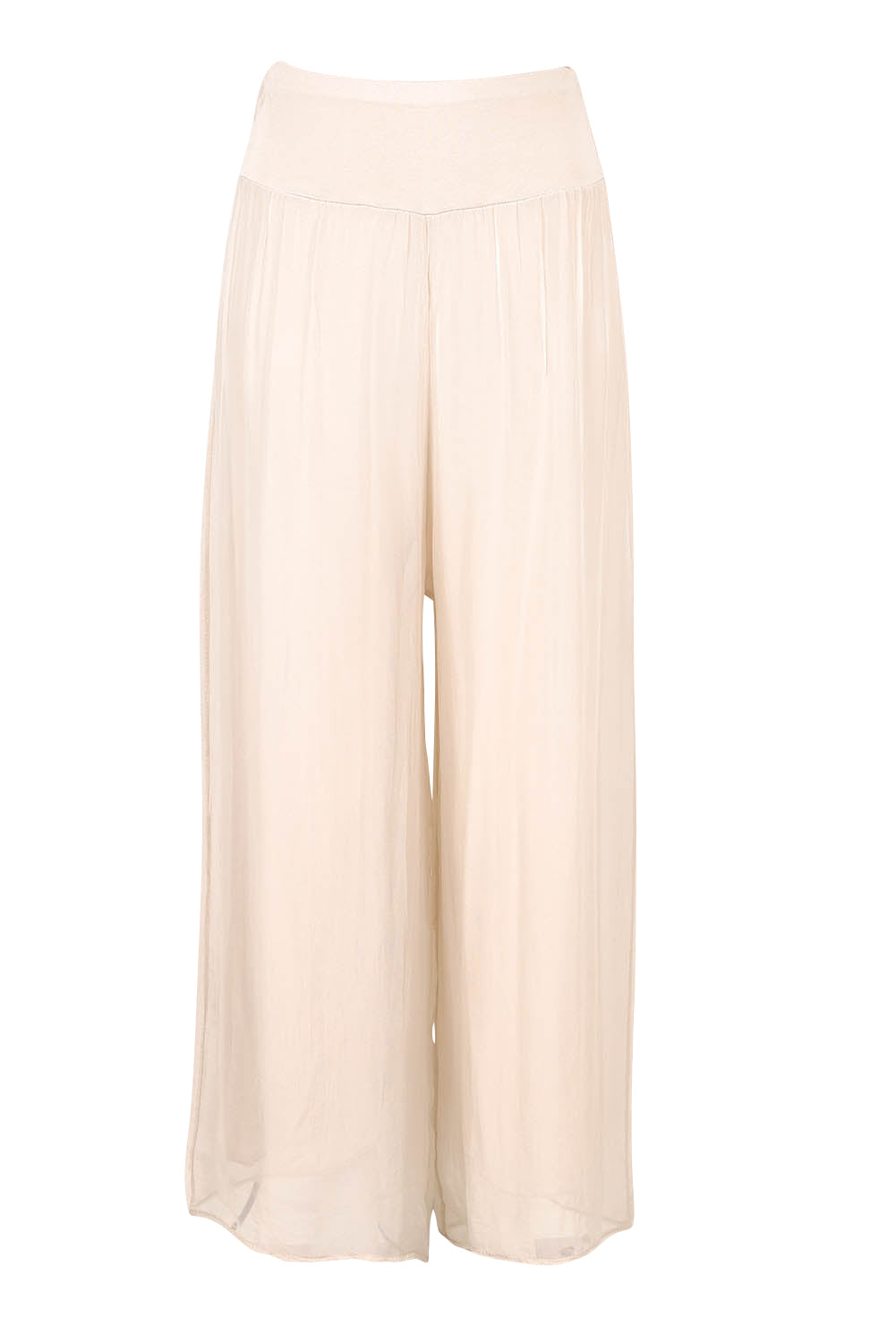 Product shot of the Silk Pant in colour Ivory, from the front
