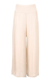 Product shot of the Silk Pant in colour Ivory, from the front