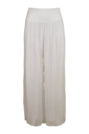 Product shot of the Silk Pant in colour White (White), from the front