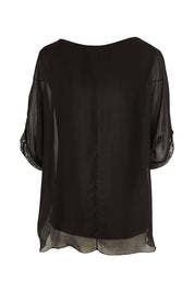 Product shot of the Silk Sequin Top in colour Black (Black), from the back