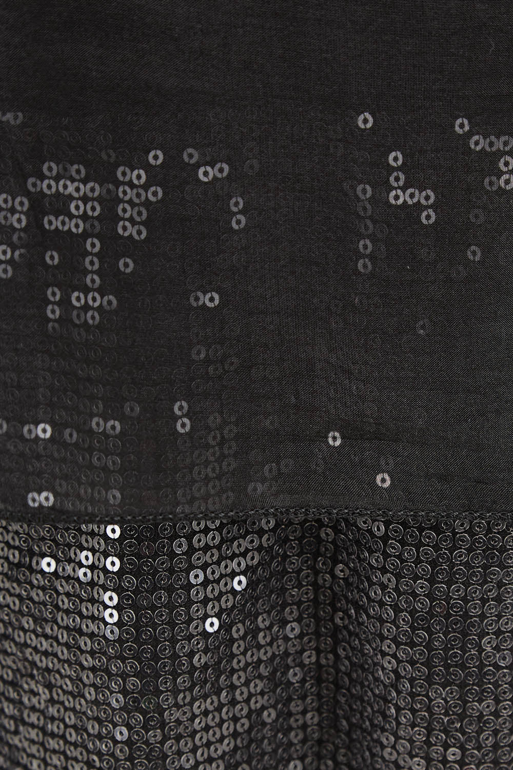 Product shot of the Silk Sequin Top in colour Black (Black), detail