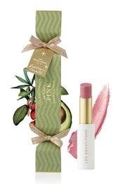 A model wearing the Lip Nourish Bon Bons 2025 in colour Guavablush (Pink), from the front, showing the whole outfit