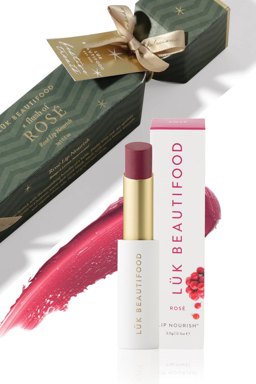 Product shot of the Lip Nourish Bon Bons 2025 - Rose in colour Rose, from the front