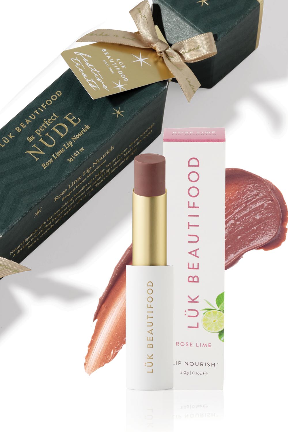 Product shot of the Lip Nourish Bon Bons 2025 - Roselime in colour Roselime, from the front