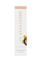 Product shot of the Chai Shimmer Lip Nourish in colour Chai, from the front